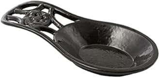 JOGREFUL Spoon Rest, Cast Iron Spoon Holder for Cooking/Stove Top/Kitchen Counter, Heat-Resistant Utensil Rest for Spoons/Ladles/Tongs, Housewarming Vintage Decor, Coin Pattern, Coffee Gold