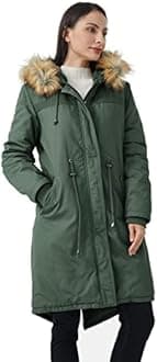 WenVen Women's Winter Long Hooded Sherpa Lined Parka Jacket Warm Coat
