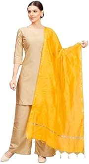 Studio Shringaar Women's Chanderi Silk Blend Handloom Dupatta (32" X 2.35 Meters)