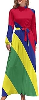 TAIZIYEAH Long Dress Mauritius Flag Women's Summer Casual Loose Dress Long Dress Short Sleeve for Girls Fashion Skirts XS