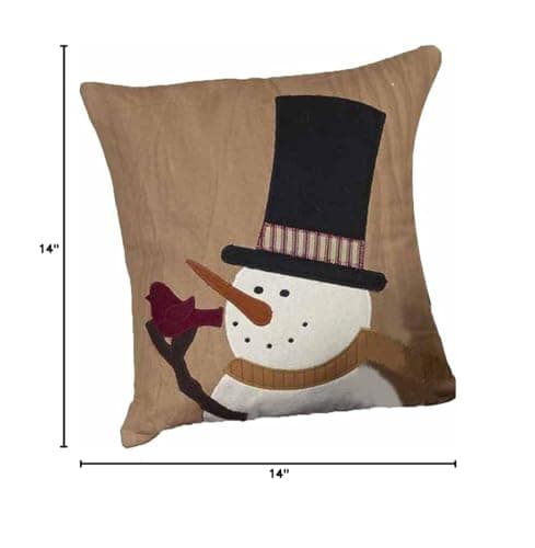 14" x 14" Tea Dyed Snowman Sam Pillow, Multi