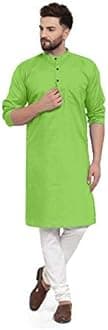 Multi Colored Cotton Plain Men's Ethnic Kurta Only