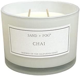 Sand + Fog Scented Candle - Chai – Additional Scents and Sizes – 100% Cotton Lead-Free Wick - Luxury Air Freshening Jar Candles - Perfect Home Decor – 12oz