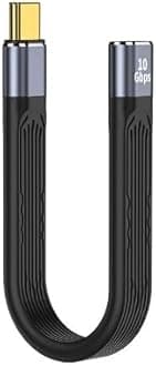 USB C Female to USB 3.0 Male Adapter OTG Bidirectional Cable, 10Gbps - Short Flexible Flat for PC TV