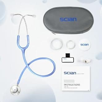 SCIAN - Dual Head Stethoscope for Nurses Kids Adults Classic Stainless Steel Stethoscope Kit Medical Supplies with Free Accessories and Carrying Case Blue Tube