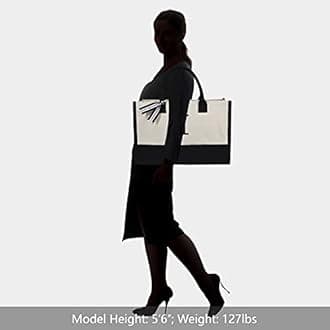 TOPDesign Personalized Initial Canvas Beach Bag, Monogrammed Gift Tote Bag for Women