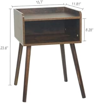 MaxSmeo Nightstand, Mid Century Modern Side Table Bedroom with Storage, Small End Bedside Table with Solid Wood Legs for Living Room, Office Small Spaces (Rustic Brown)