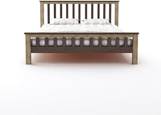 Wooden King Size Bed Without Storage | Traditional Double Bed Cot Bed with Brass Work for Bedroom & Hotel | Palang/Platform Bed | Sheesham Wood | Walnut | Recommended Mattress Size: 78 X 72 X 6