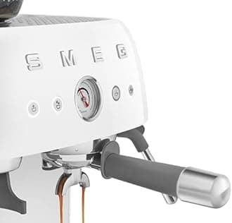 Smeg EGF03WHUK Espresso Coffee Machine with Grinder, 2.4L, 20 Bar Pump, 1650W, White