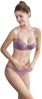 QOXOLYZ Designer Women's Bra Panty Set Lace Push Up Underwired Solid Lingerie Set Baby Doll Bikini Set for Women Wire Bra Lingerie Set for Women & Girls