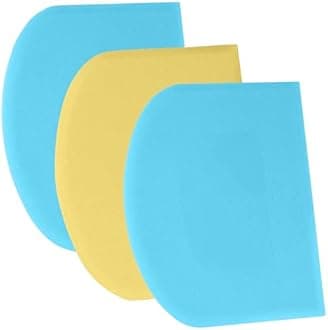 SURDOCA Dough Scraper Bench Scraper - 3P 5.9x4.3" Plastic Flexible Bowl Scraper, Sharp Edge & Angles Cake Scraper. Non-Slip Bakeware Decorating Tools Sculpting & Modeling Tools - Blue+Yellow+Blue
