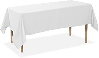 Lann's Linens - 60" x 102" Premium Tablecloth for Wedding/Banquet/Restaurant - Rectangular Polyester Fabric Table Cloth - White