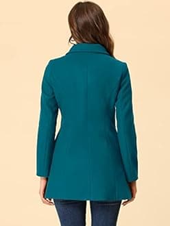 Allegra K Women's Peter Pan Collar Double Breasted Winter Long Trench Pea Coat