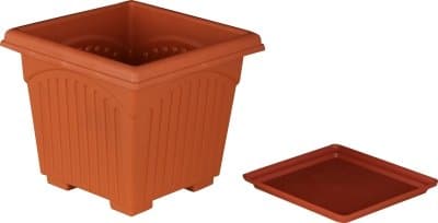 Utiliko Plastic Square Pot Set (10-inch, Brown, Pack of 2)