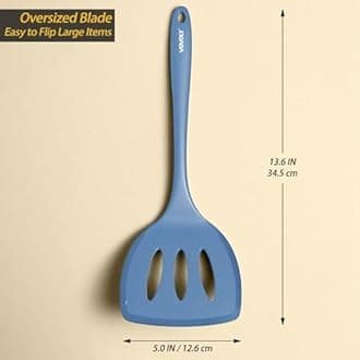Silicone Pancake Spatula Turner with Lengthened Handle& Seamless Design, Heat Resistant Slotted Flipper for Nonstick Cookware, Large Flexible Kitchen Utensils for Egg, Pancake, Burger, Starry Blue