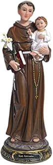 GCK 12'' Inch San Antonio de Padua Imagen Estatua St Anthony Statue Catholic Religious Gift, Brown, 25048-12