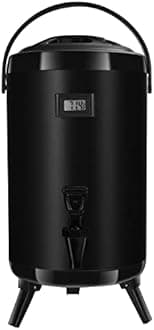 Hot Beverage Dispenser, Stainless Steel Insulated Beverage Dispenser Cold and Hot Drink dispenser with Thermometer–3.2-Gallons 12 Liters Water Dispenser with Spigot (Black)
