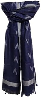 Women's Bhagalpuri Linen Cotton Blend Handloom Ikkat Dupatta with Zari Design, 2.25 Metres