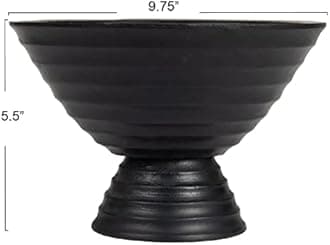 Boho Wood Pedestal Serving Bowl, Black Finish
