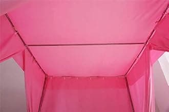 Mengersi Princess Solid Four Corner Post Canopy Bed Curtain Bed Drapes Sheer Canopy(Queen, Pink)