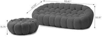 WJShome Modular Sectional Sofa,Bubble Couch,Comfy Curved Couch Living Room Sets,Modern Upholstered Bean Bag Sofa Mesh Fabric Lazy Floor Chair Living Roon Sets (Dark Gray, 3 Seater+Ottoman)