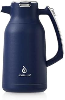 IDEUS 68 oz Stainless Steel Thermal Coffee Carafe, Double Wall Insulated Vacuum Flask, Water Coffee and Beverage Dispenser, 12 Hour Heat 24 Hour Cold Retention, Navy Blue