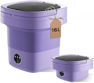 Portable Washing Machine, 16L Large Capacity Laundry Washer Cleaning for Underwear, Baby Clothes, Shirts,Small Delicates. Foldable Mini Washer and Dryer Combo for Apartment,Hotel,Camp,RV,Trave(Purple)