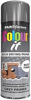 SuperGift.com Grey Primer All Purpose Aerosol Spray Paint 250ml Quick Drying Spray, Fast Dry and Excellent Coverage for Metal, Wood, Plastic and More by Diva Gift