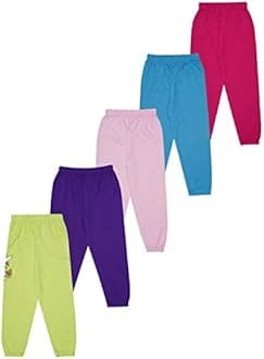 KYDA KIDS® Girls 100% Pure Cotton Printed Track Pants | Elastic Waist Loose Fit Casual Summer Wear | Soft Comfortable Kids Trousers Multicolor Combo (Pack of 5)