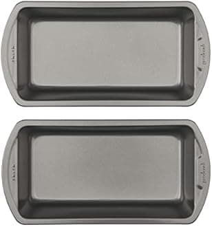 GoodCook Set of 2 Medium 8" x 4" Nonstick Steel Bread Loaf Pans, Gray
