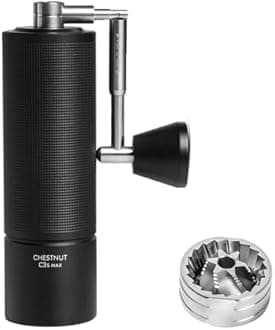 TIMEMORE C3S Max Pro Coffee Grinder Manual Folding Handle Timemour Capacity 30g CNC Stainless Steel Cone Burr with Internal Adjustable Settings, Double Bearing Positioning for Home/Travel/Camping,