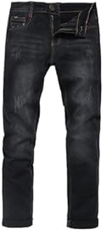 Men's Classic Relaxed Fit Jean Lightweight Straight Leg Washed Denim Jeans Retro Distressed Loose Fit Jean Pants