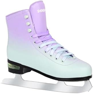 SMOOJOY Figure Ice Skates for Women and Men - Air Cushion Deluxe Hockey Ice Skate Premium Leather Skates Indoor Outdoor Rink for Teens Beginner