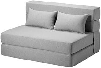 Folding Sofa Bed with Pillows- Convertible Chair Floor Couch & Sleeping Mattress, Foldable Memory Foam Sleeper for Living Room/Dorm/Guest Room/Home Office/Apartment/Loft, Twin, Light Gray
