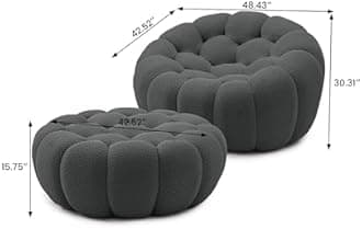 WJShome Modular Sectional Sofa,Bubble Couch Set,1 Seater+ Ottoman,Modern Upholstered Bean Bag Sofa Couch Mesh Fabric Lazy Floor Chair Living Roon Sets (Dark Gray)