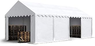 TOOLPORT Storage tent 4x8 m PVC 750 N waterproof white shelter with ground frame
