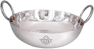 Taluka Stainless Steel 1500ML/1.5 Litre Hammered Triply Induction Compatible Kadai/Wok/kadhai Heavy Guage Cookware 22.5 CM 900 Gram