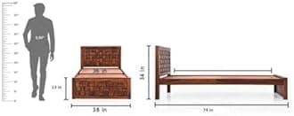 Solid Sheesham Wood Single Bed Cot Without Storage | Single Size Bed for Bedroom | Multipurpose Use Bed- Honey Teak 12