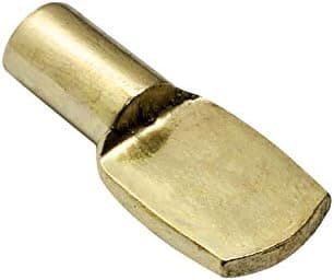 100 Pack Rok Hardware Heavy Duty 1/4" Shelf Support Pins/Pegs, Flat Spoon Style, Brass
