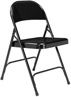 National Public Seating Steel Portable Folding Chairs 50 Series Premium Heavy-Duty Foldable Chairs for Indoor & Outdoor, Set of 4 – Comfortable, Durable, Institutional-Grade, Black