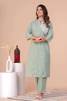 FABNEX Kurta Set for Women | Women Embroidered Kurta Set | Women Kurta Sets Kurtis | Women Kurta Pant Set (K-34-38)