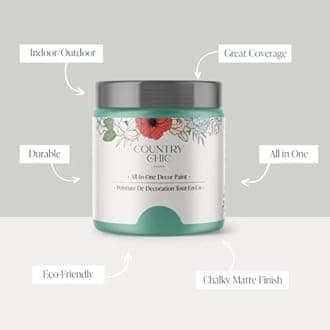 Country Chic All-in-One Chalk Paint for Furniture, Cabinets, Home Decor, Eco-Friendly, Matte Finish, Built-In Primer & Top Coat for Wood, Metal - Bliss (Teal) - Pint 16 oz (475 ml)