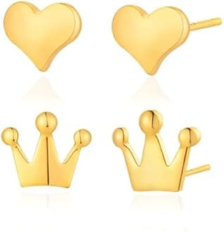 MEVECCO Stud Earrings for Women Dainty 18k Gold Hypoallergenic Stud Earrings Sets for Multiple Piercing Small Stud Earrings Gift for Her