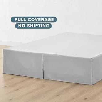 Bare Home Full Bed Skirt - 15-Inch Tailored Drop Easy Fit - Bed Skirt for Beds - Center & Corner Pleats (Full, Light Grey)