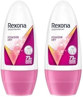 Rexona Powder Dry Underarm Roll On Deodorant For Women, Antiperspirant, Removes Odour, Keeps Skin Fresh & Clean, Alcohol Free, Skin Friendly, 50ml (Pack of 2)