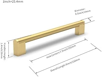 FURNIWARE 10 Pack Cabinet Pulls, Hardware Drawer Handles, Stainless Steel Kitchen Cabinet Door Handles Pull, Brass-192mm(7.5 Inch) Hole Center