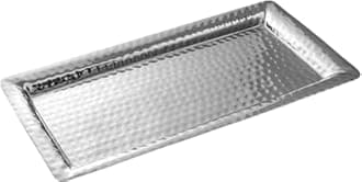 Monarch Abode Decorative Tray – 12-Inch Hand Hammered Nickel Finish Metal Bathroom Tray Countertop, Vanity Trays Organizer, Perfume Plate for Dresser, Kitchen Countertop Small Fruit Platter