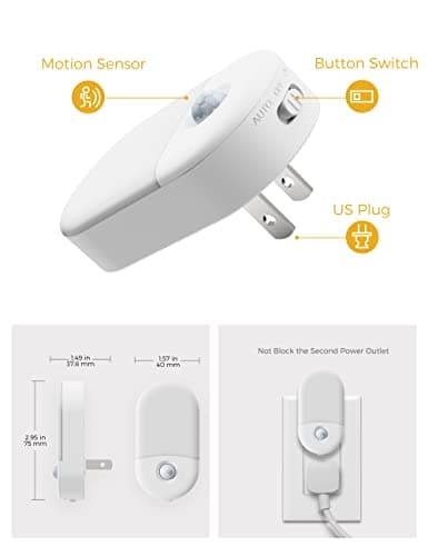 Motion Sensor Night Light, 2Pack, Motion Activated Night Light, Night Lights Plug into Wall Motion Sensor, 3000K Warm White, Adjustable Brightness 30/60LM, for Kids Adults Bathroom Bedroom