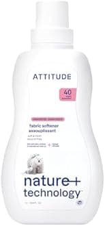 Attitude Natural Fabric Softener, Fragrance Free, 33.8 Fluid Ounce