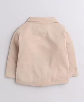 BUMZEE Beige & Navy Boys Full Sleeves Shirt Pant Set With Suspender & Cap (Peb9079)